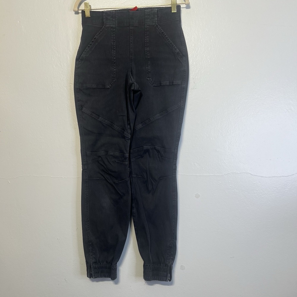 Spanx Stretch Twill Jogger Pants Womens S Ankle Gray Pull On Elastic Waist